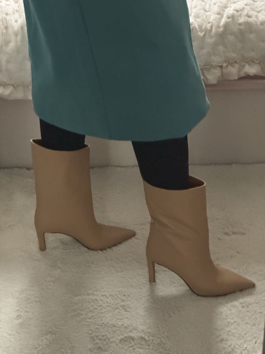 Botki skóra naturalna 39 brązowe karmel włoskie buty