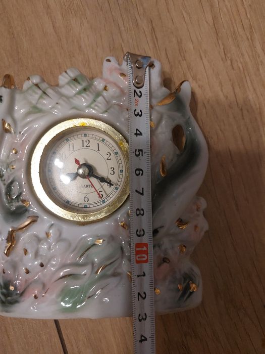 Zegar ceramiczny delfiny quartz biurkowy kominkowy vintage