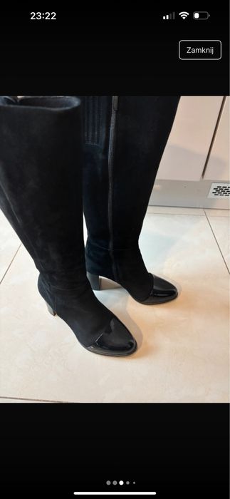 Kozaki skorzane wysokie czarne