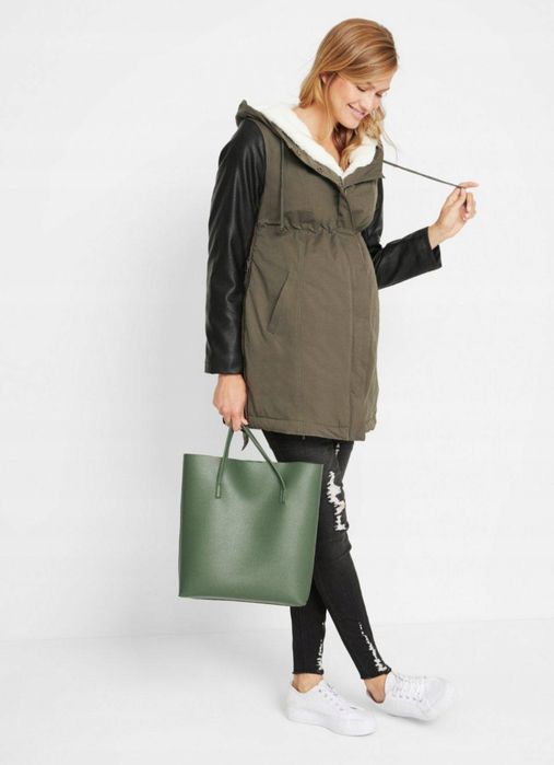 Kurtka ciążowa zimowa ocieplana 38 M khaki