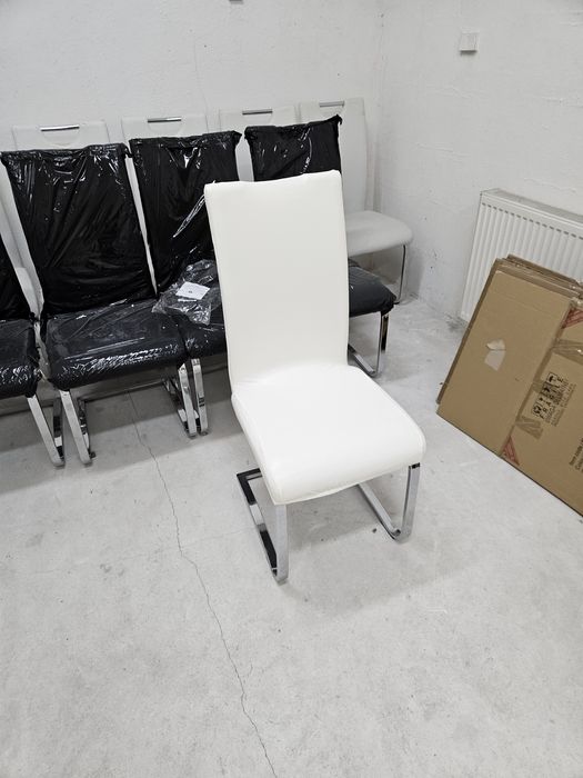 10 x Krzesło bujne skóra biały premium