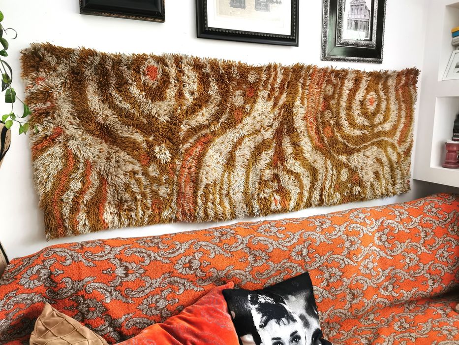 Wełniana makata ścienna kilim Rya Taepper Mid Century Modern Space Age
