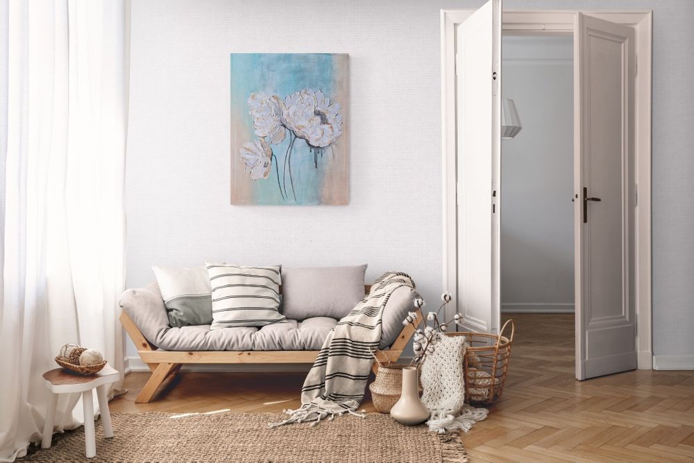 Obraz ręcznie malowany akrylami na płótnie Kwiaty 3d strukturalny