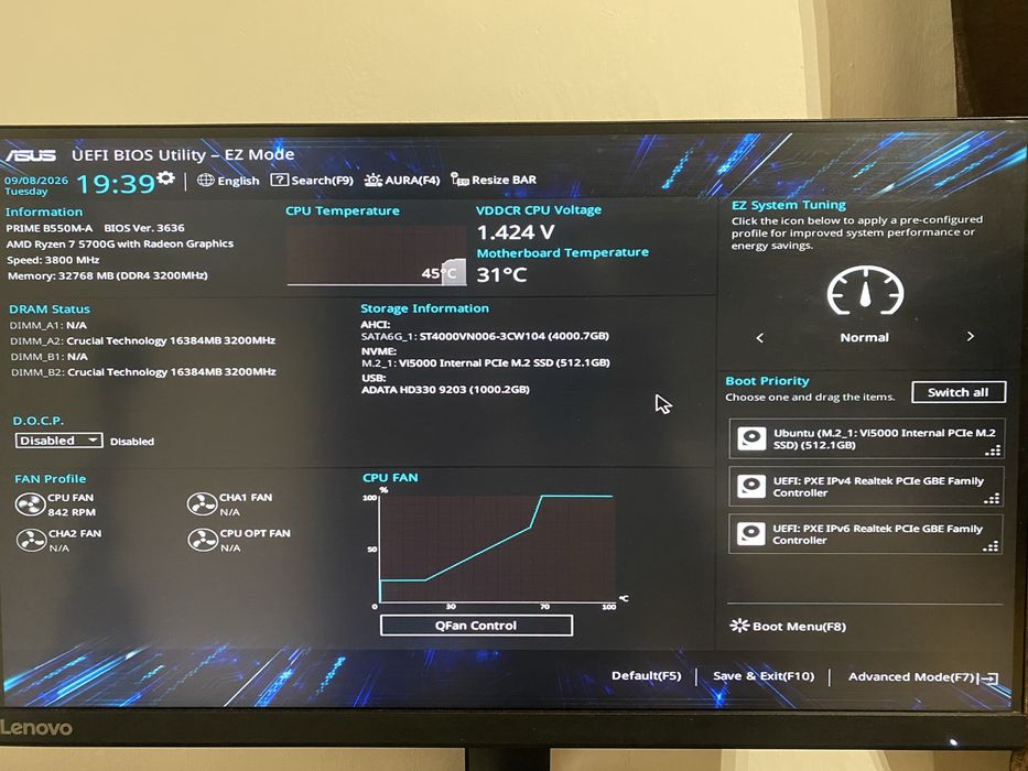 Processor + Płyta głowna / AMD Ryzen 7 5700G + ASUS PRIME B550M-A