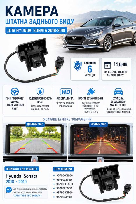 Камера заднього виду Hyundai Sonata 2018-2019 (арт00109)