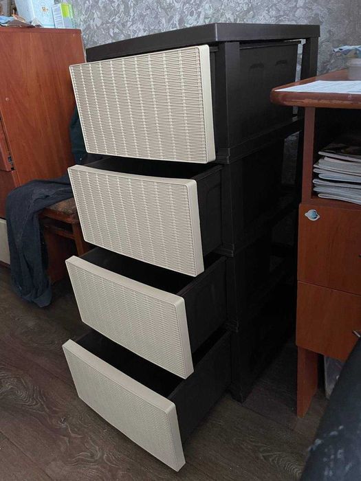 Комод пластиковий для речей шафа полиця тумбочка шухляди стелаж тумба