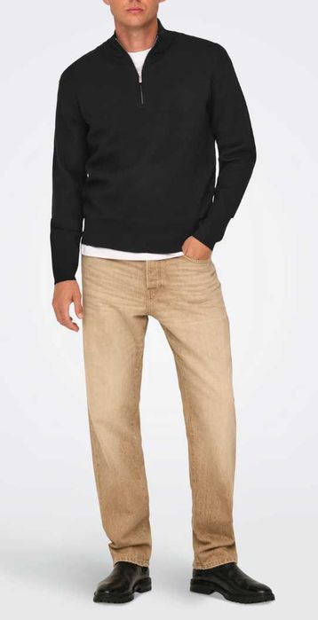 Nowy sweter męski z suwakiem Only & Sons ‘OnScooper Half Zip High Neck’ r. L