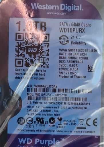 Жорсткий диск Western Digital Purple 1TB 64MB