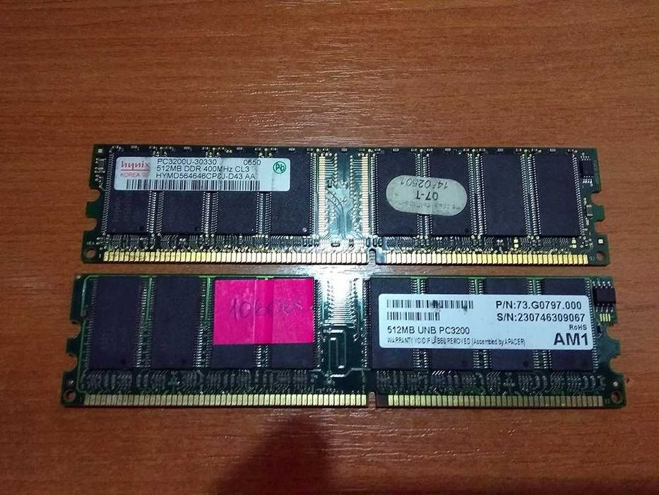 Оперативная память DDR400 PC3200 1Gb( 2x512 Mb )