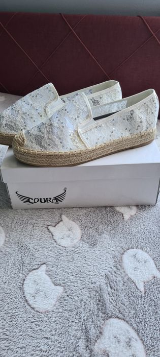 Espadryle białe koronka 41 Nowe