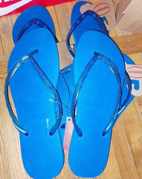 Havaianas 23,5см 27,5см светло-синие вьетнамки шлёпанцы женские