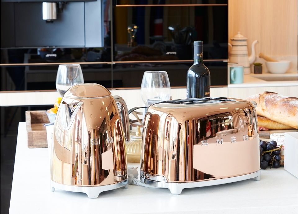 Тостер Smeg, электрочайник Smeg, білий, бежевий, блакитний, блендер