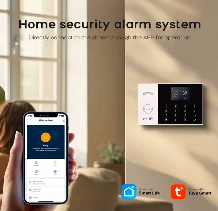 System Alarmowy PGST 4G WiFi Tuya Smart Life Alarm do garażu i domu