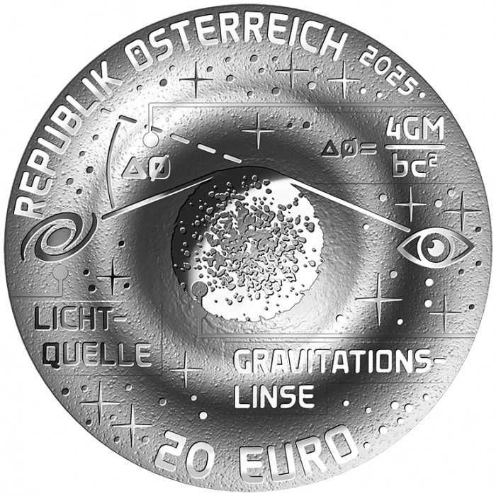 Moeda Prata Proof AUSTRIA — Beleza do Universo - Anel de Einstein
