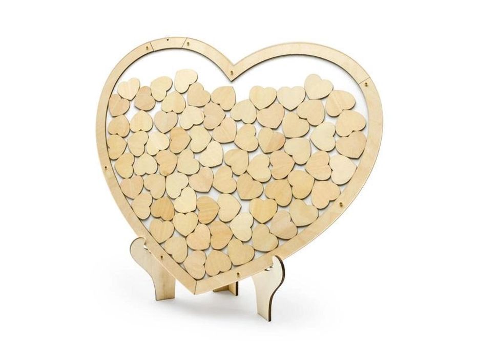 Drewniana księga gości Serce 44x37,5cm PartyDeco