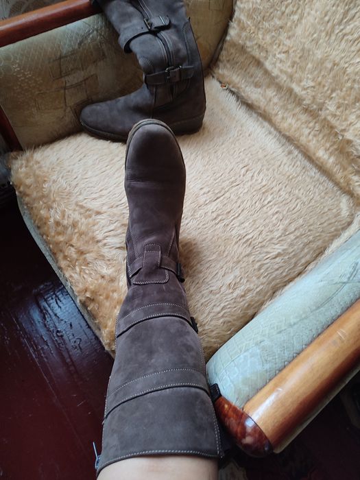 Замшеві сапоги, на цегейкі