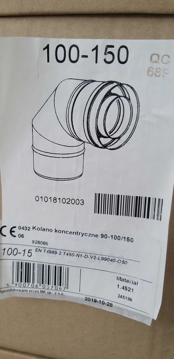 Rura nierdzewna koncentryczna komin do pieca kondensacyjnego kolanko
