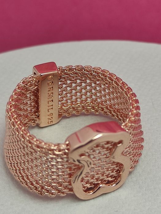 Pierścionek 16 z misiem różowe srebro vetmeil 925