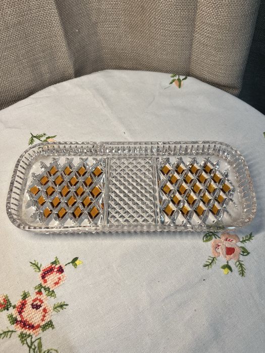 Kryształowa Taca/Półmisek Dzielony - Wzór Diamentowy #16