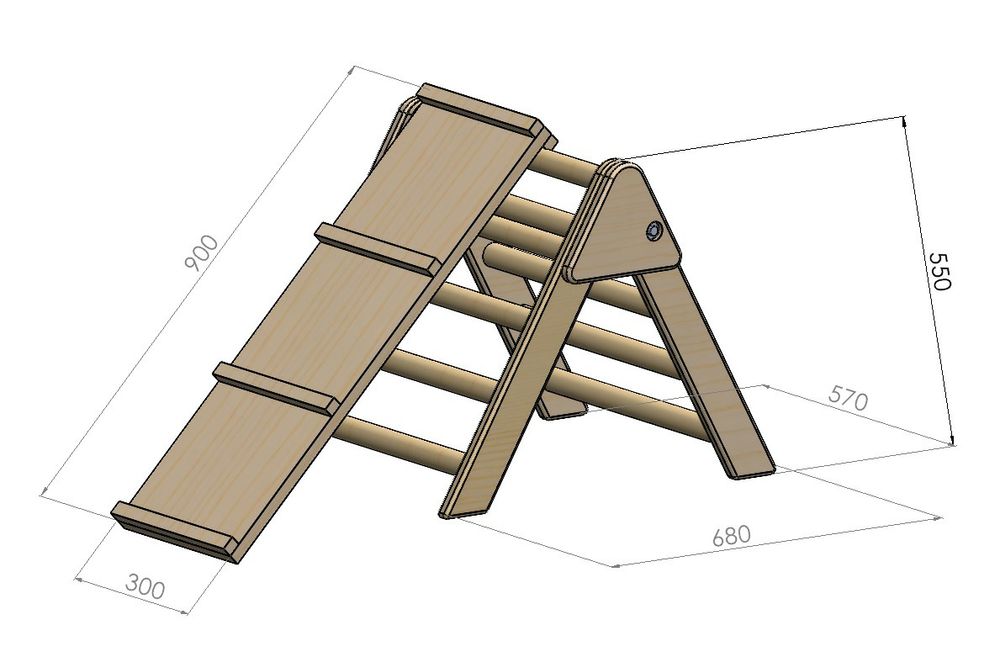 NOVO - Triângulo de Pikler com prancha de escalada/escorrega