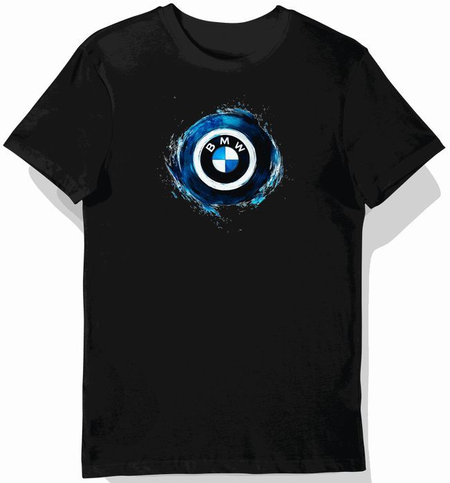 Koszulka męska czarna z dynamicznym logotypem BMW L