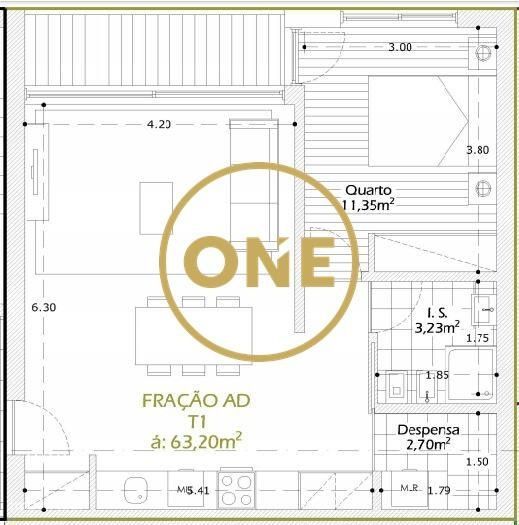 Apartamento T1 em Calendário