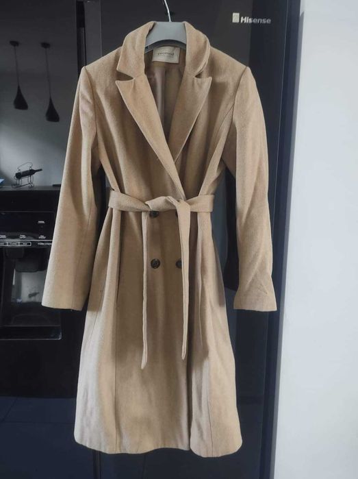 Promod maxi długi płaszcz 70 wełna owcza oversize