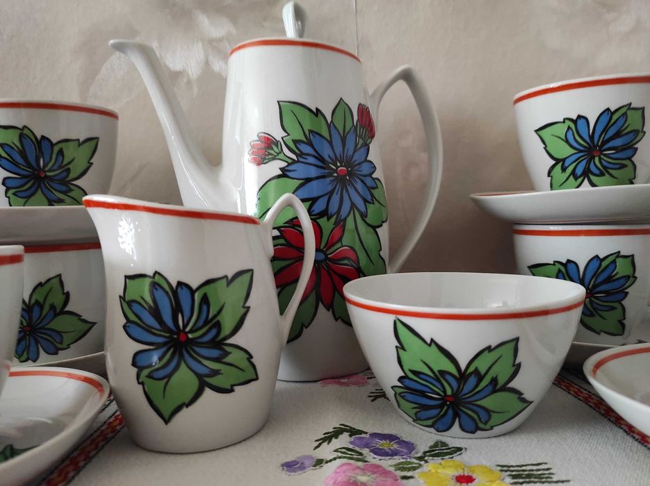 Serwis do kawy, porcelana Chodzież, filiżanki 220ml