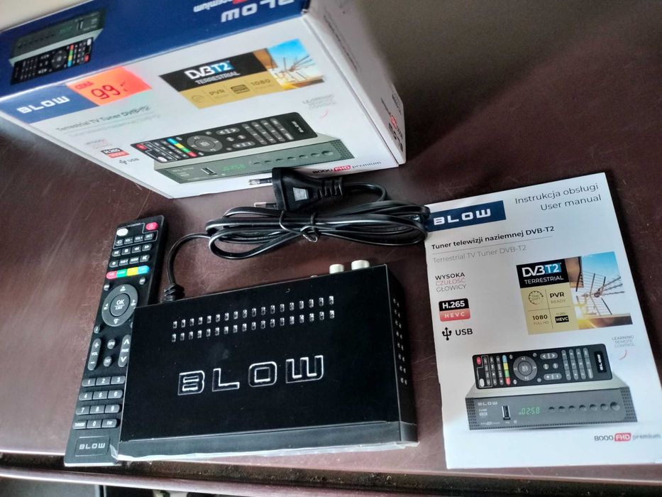 yuner dekoder DVB-T2 TV naziemnej H.265 HEVC FULL HD USB hdmi pilot ba