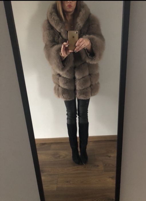 Futro i kamizelka w jednym kaptur futro lisa hit