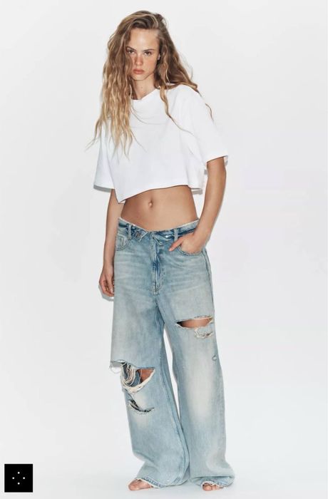 Джинсы Zara (Fold over Ripped Jeans)