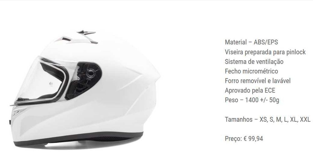 Capacete Sprint branco - novo!
