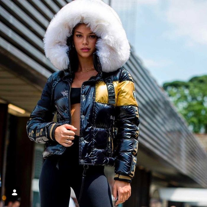 Пуховик JACK1T чорно-золотий з хутром M L