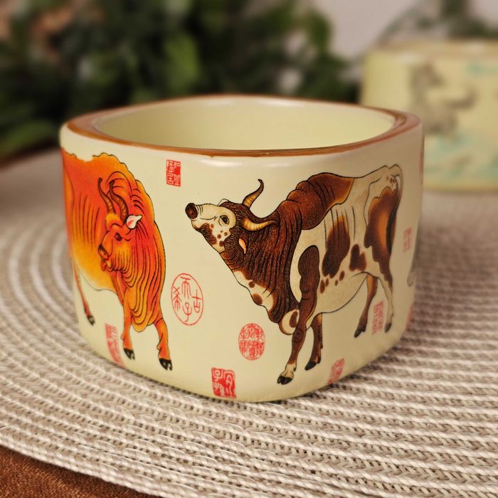 Керамічна чайна піала ❱ квадратна з кольоровим малюнком ❰ 140мл