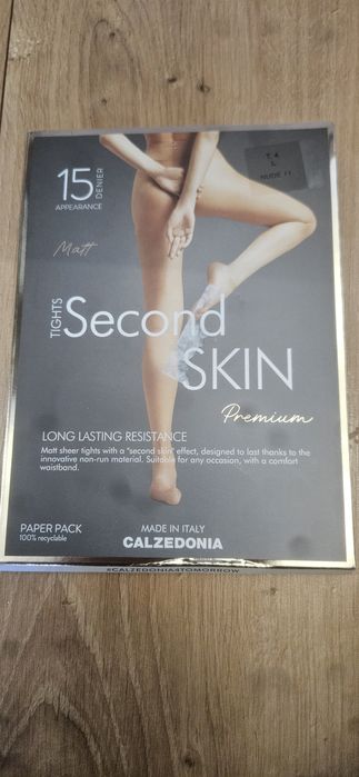 Brązowe matowe rajstopy calzedonia second skin L 15 den mokka premium