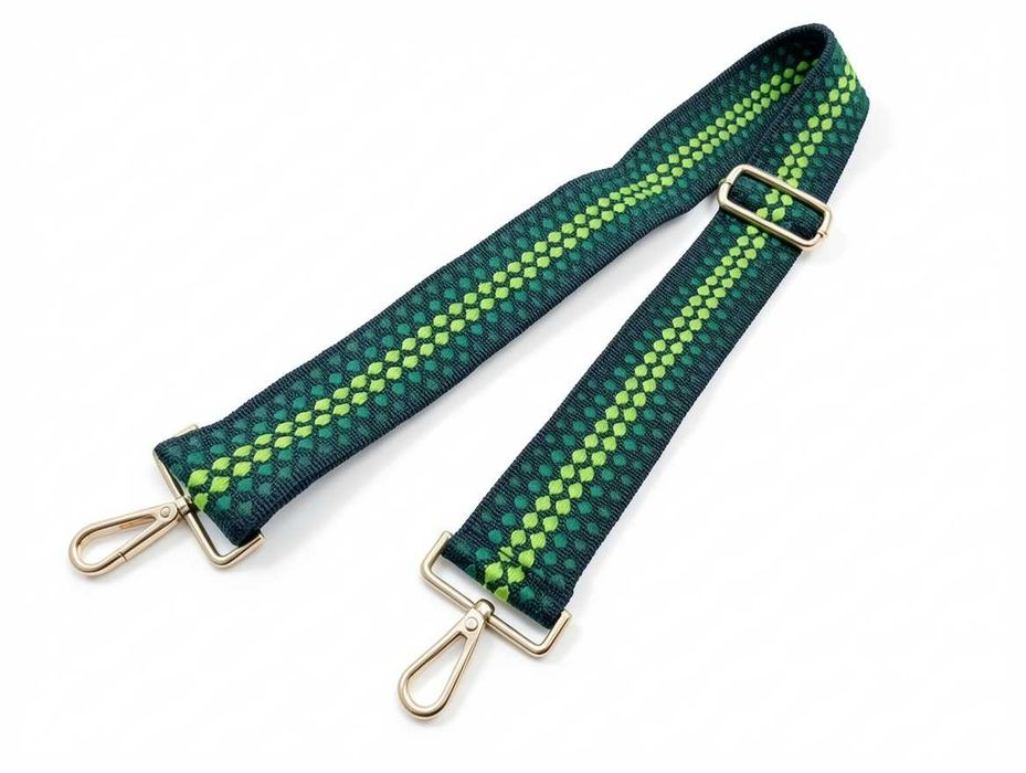 R178 Szeroki Pasek Do Torby Regulowany Płócienny Zapasowy Pasek Do Torebki Crossbody ZOUIQSS Kolor 24 Zielony Wzór Geometryczny 5 cm Złote Okucia
