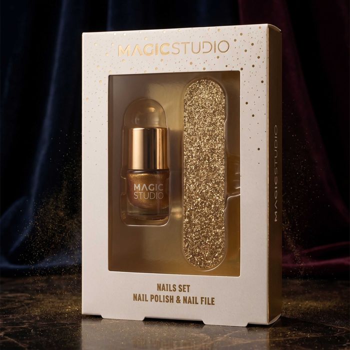 Złoty zestaw do paznokci manicure lakier + pilniczek Gold MAGIC STUDIO
