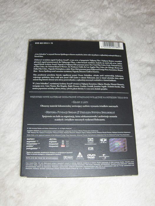 Lista Schindlera Wydanie DVD 2-dyskowe