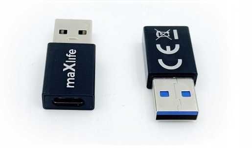 Maxlife Adapter USB 3.0 wtyk - USB Typ C gniazdo Czarny