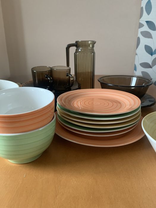 Nowe duże ceramiczne talerze miski dzbanek kubki duralex