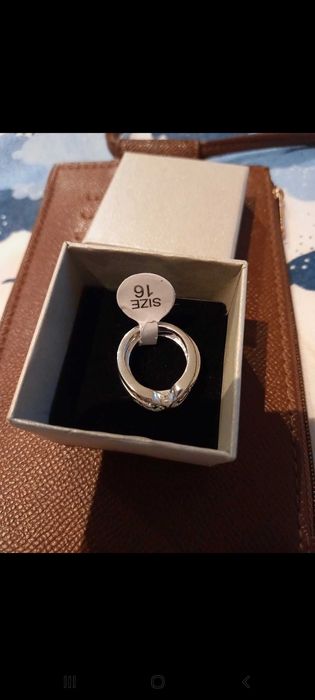 Anel duplo prateado, pedras brilhantes  transparent. e rosa -16 - Avon