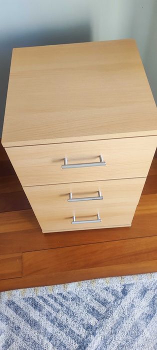 Mesa de Cabeceira / Gaveteiro IKEA (3 Gavetas) - Madeira Clara