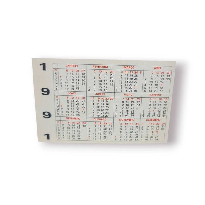 Calendário Bolso 1991 – Bombeiros Voluntários Favaios