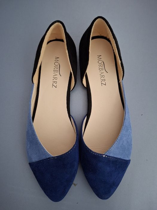 Балетки замшеві блакитно-сині