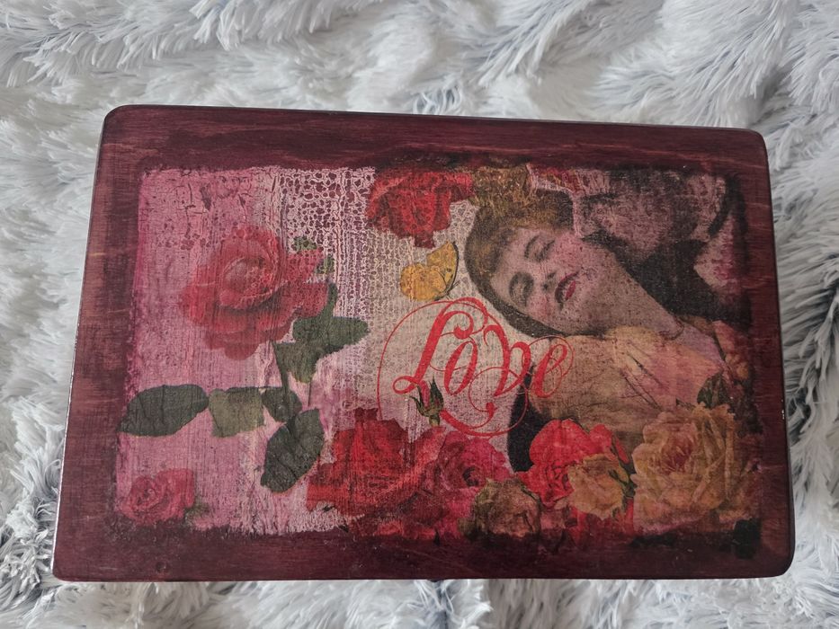 Szkatułka drewniana duża decoupage