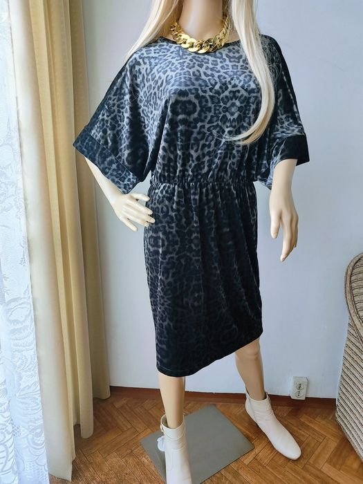 Sukienka welurowa panterka elegancka imprezowa nowa z metką