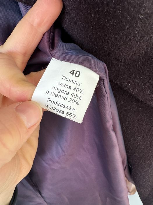 Bordowy płaszcz z wełną Dziekański 40