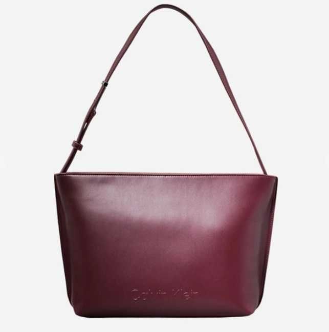 Calvin Klein Torba shopper damska duża K60K612570-VLP Bordowa