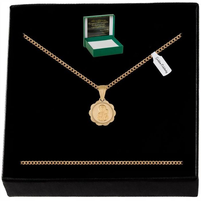Piękny Złoty Łańcuszek + Medalik Pr 925/585/14k + Grawer Prezent Na Ko
