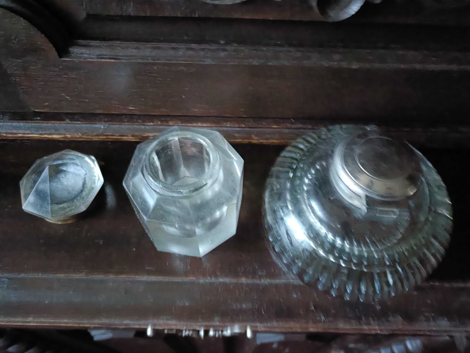 2 Tinteiros antigos Cristal/ Vidro
